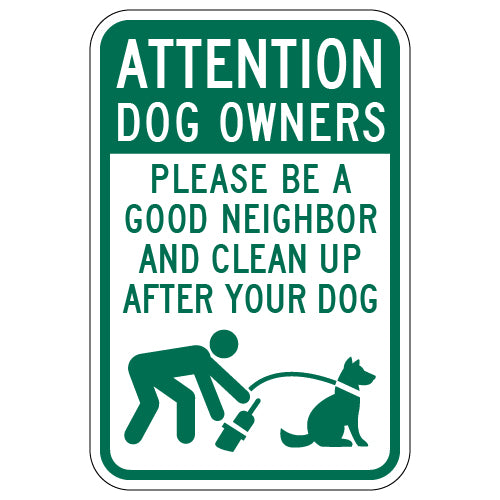 Attention Dog Owners Clean Up After Pet Sign