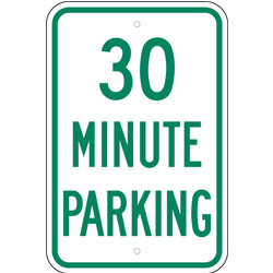 30 Minute Parking Only Sign
