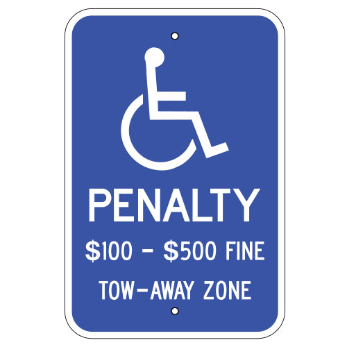 ADA Handicap Penalty $100-$500 Sign
