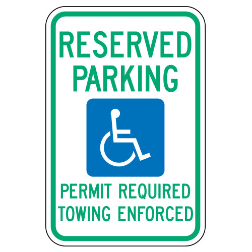 ADA Handicap Reserved Parking Permit Required Sign