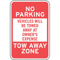 No Parking Tow Away Zone Sign