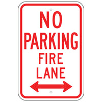 No Parking Fire Lane Double Arrow Sign